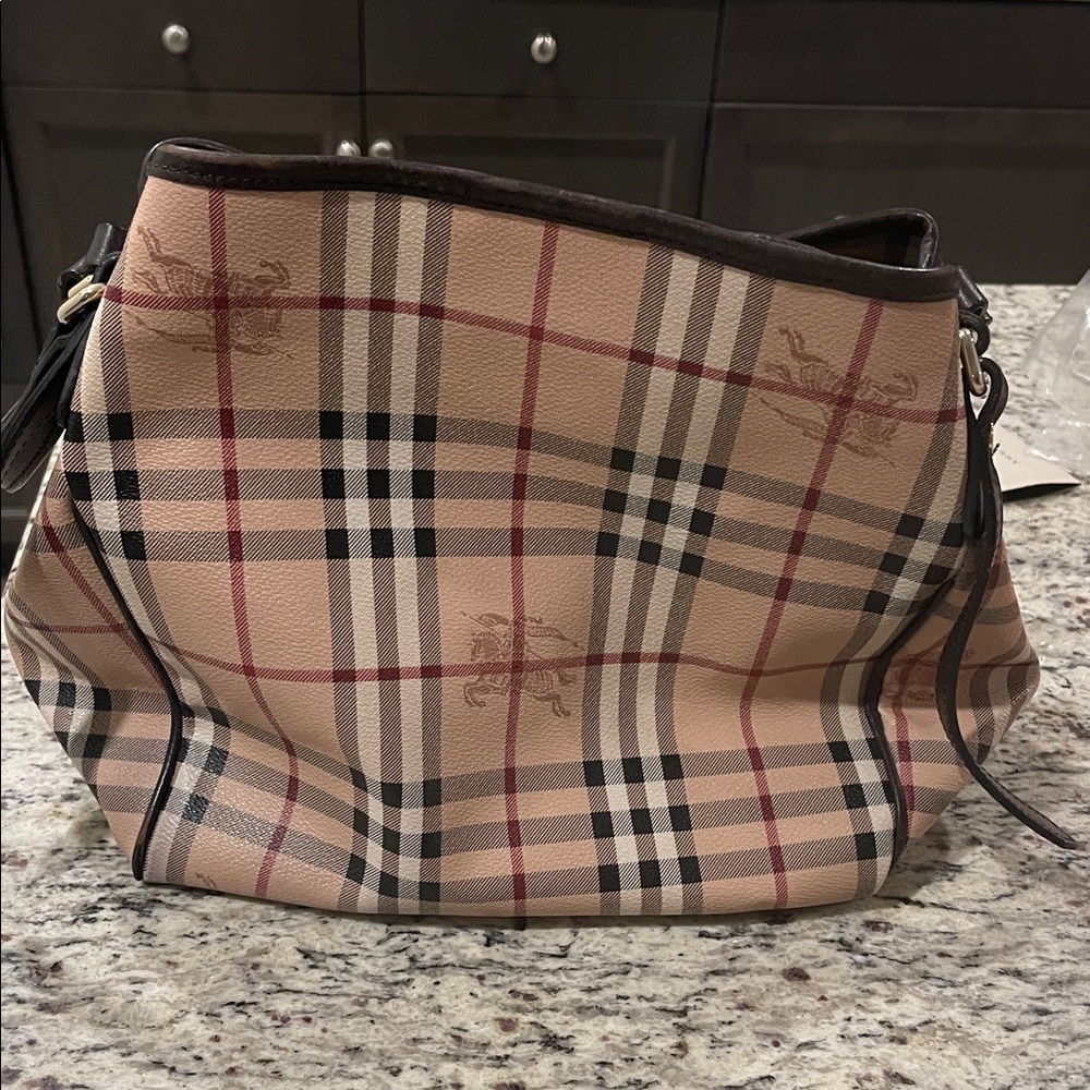 Burberry Plaid Shoulder Bag in Brown and Tan
